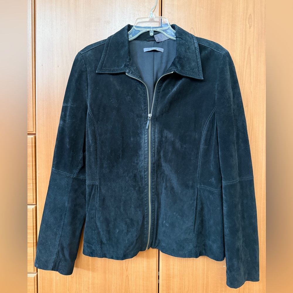 Liz Claiborne Black Suede Zip-Up Jacket